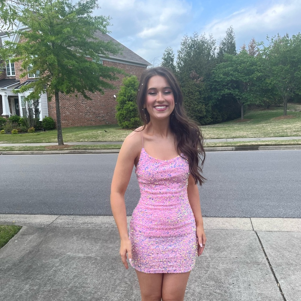 Dillards Pink Sequin Mini Dress Eras Tour Outfit Size Medium